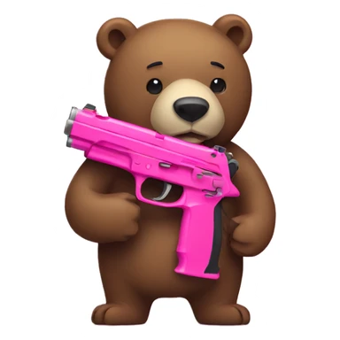 bear holding a pink gun sticker