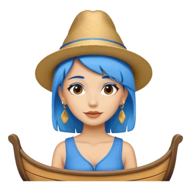 venice gondolier woman fat earring wearing blue hair sticker