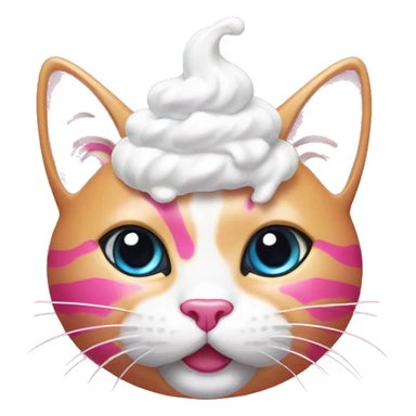hot pink kitty cat with whipped cream on its head sticker