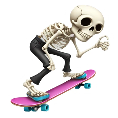 a skeleton on a skateboard holding coke sticker