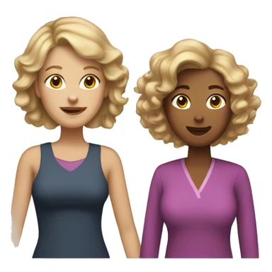 Mom with straight blonde hair and her adult daughter with curly brown hair sticker