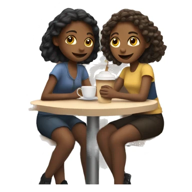 2 girls sitting in a cafe sticker