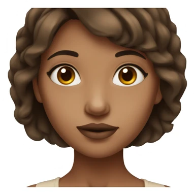 girl with brown medium lenght hair brown eyes slightly big nose and nude lipstick  sticker