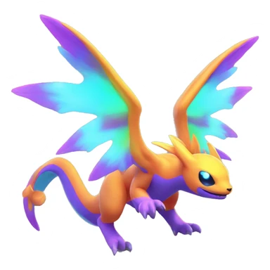 Colorful Neon Colors Vibrant Colors Flying Fakémon-Pokémon-Creature Full Body sticker
