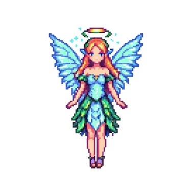 fairy with wings, night scene, sparkling magical aura sticker