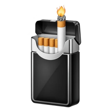 Minimalistic cigarette pack emoji, metallic black and white sticker