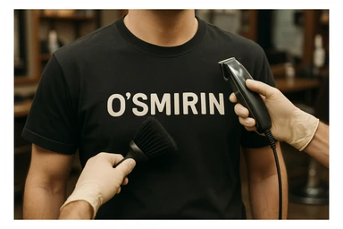 o'smirin bola qora futbolkada sartaroshxonada soch olayapti yuzi ko'rinmasin sticker