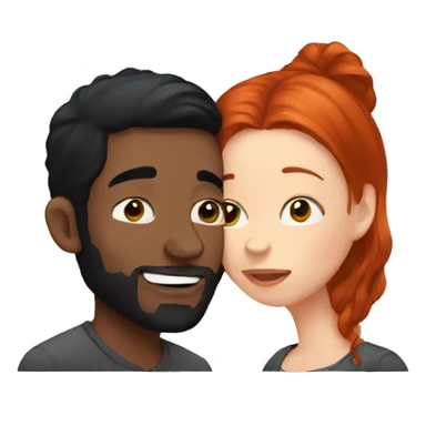 redhead kissing her boyfriend with black Hair sticker