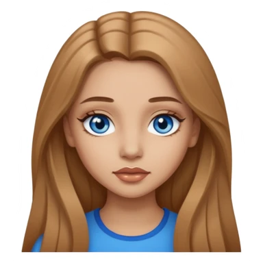 A girl with makeup, long light brown hair, blue eyes sticker