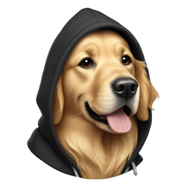 golden retriever wearing a black hoodie sticker