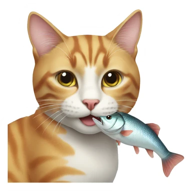 Cat eating a fish  sticker