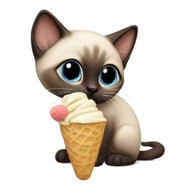 Siamese kitten eating icecream  sticker