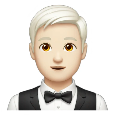 Boy, red eyes, White short hair, pale-skin, tuxedo sticker