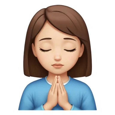 Girl with short brown hair praying with eyes closed sticker