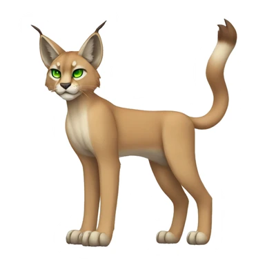 Lynx-Caracal-Fakemon-hybrid with orange points, green eyes brown toes, and short tail, full body sticker