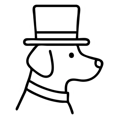 A dog wearing a top hat, formal, elegant sticker