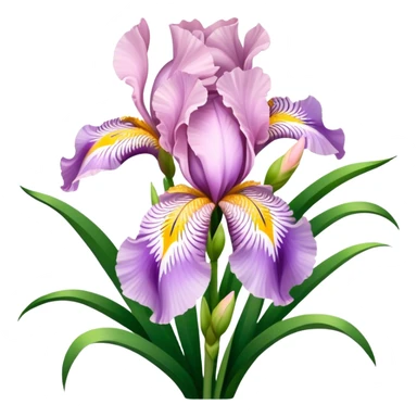 big bouquet Soft Pink Iris, luxuriant, leaf, bud sticker