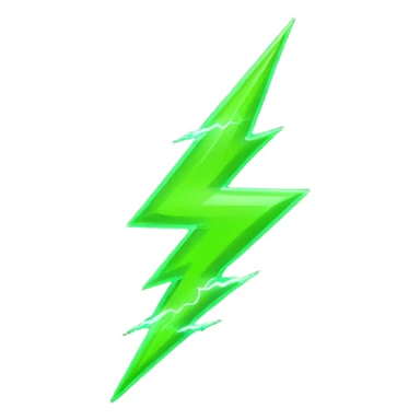 A single neon green lightning bolt emoji, glossy and smooth, vibrant neon green color, high detail, simple and cute design, isolated on white background, centered composition

 sticker