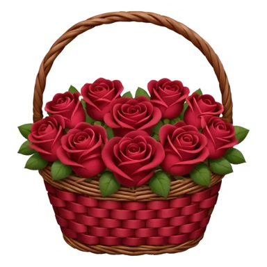 Valentine’s Day basket with burgundy red roses sticker