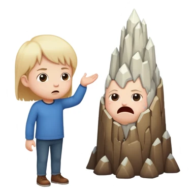 a tiny person standing next to a towering crush, both with flustered expressions sticker