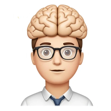 A character with a big brain, glasses, and lightbulb above head, looking smart and intelligent sticker