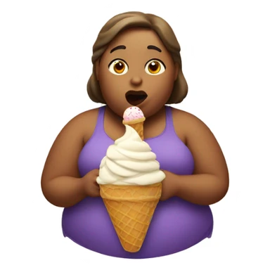 Fat lady eating an icecream sticker