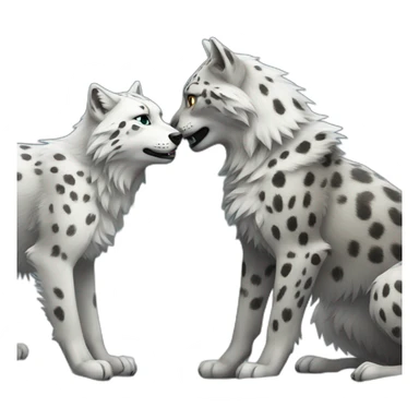 Wolf and snow leopard playing sticker