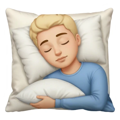 A young man sleeping on a cozy pillow, looking peaceful and relaxed sticker