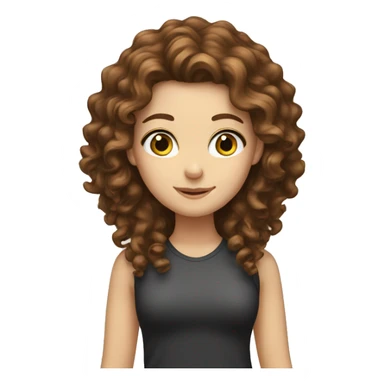 White girl with long brown curly hair sticker