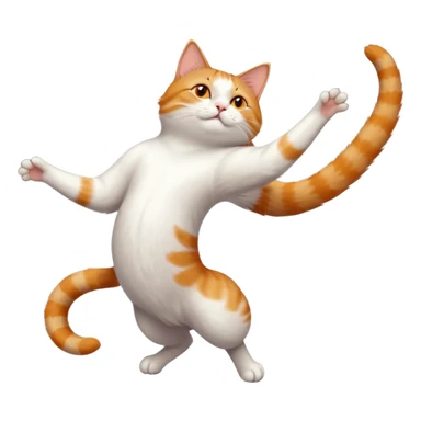 ginger and white cat with orange eyes doing a big extremely long stretch reaching up into the air with arms and legs side by side together straight and overextended whilst lying on its side sticker