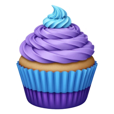 Cupcake: blue cream, purple paper sticker
