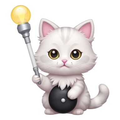 chibi cute cat holding a light stick sticker