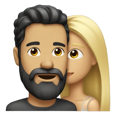 Dark hair man with beard kissing blond hair woman  sticker
