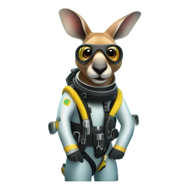Kangaroo scuba diving sticker