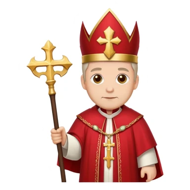 bishop with mitre and staff, red robes sticker