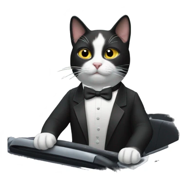 Tuxedo cat driving a car sticker