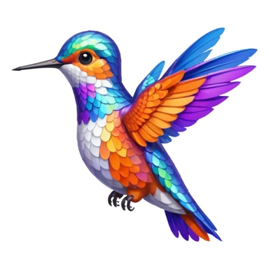 a hummingbird with orange, white, blue, and purple feathers sticker