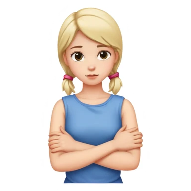 Girl crossed arms holding neck  sticker