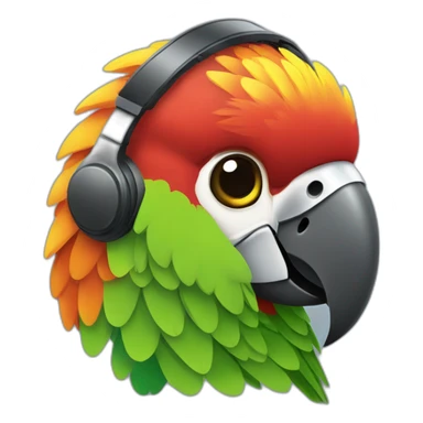 Parrot with telecomucation headphones sticker