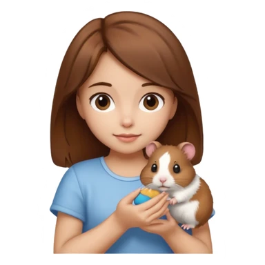 A pretty brown hair  girl holding a hamster sticker