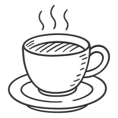 hand drawn outlined cup of coffee icon sticker