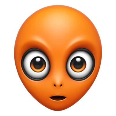 orange alien with big black eyes sticker