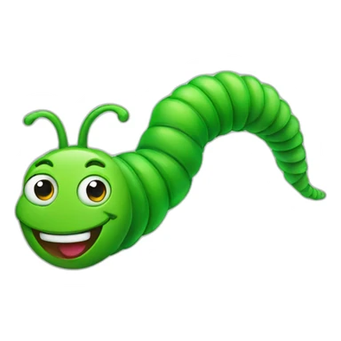 smiling green worm sticker
