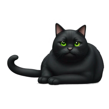 fat black cat with green eyes  sticker