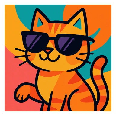a cool cat wearing sunglasses, fun and expressive style, vibrant toon style sticker