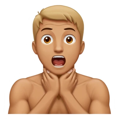 man crossed hands around neck screaming sticker