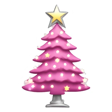 pink christmas tree with fairylights and a silver star sticker