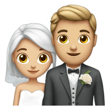 white couple marriage and holding gray cat sticker
