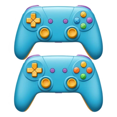 Create a modern, high-quality emoji featuring two gaming controllers to represent multiplayer gaming. keep it side by side and rotate the sides in opp direction and cartoon style  sticker