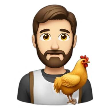 Brunette beardy man with chicken sticker